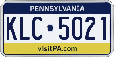 PA license plate KLC5021