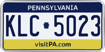 PA license plate KLC5023