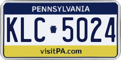 PA license plate KLC5024