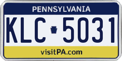 PA license plate KLC5031
