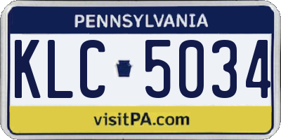 PA license plate KLC5034