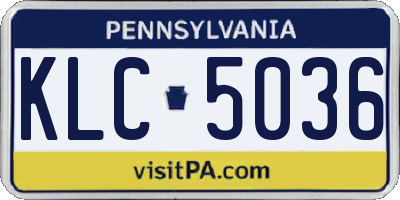 PA license plate KLC5036