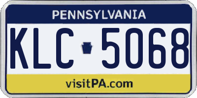 PA license plate KLC5068