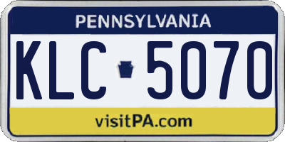 PA license plate KLC5070