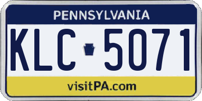PA license plate KLC5071