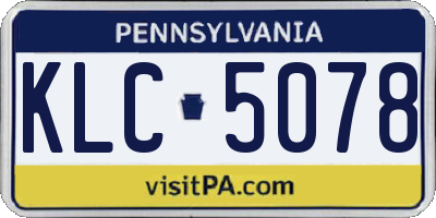 PA license plate KLC5078