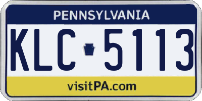 PA license plate KLC5113