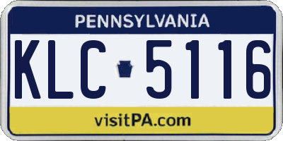 PA license plate KLC5116