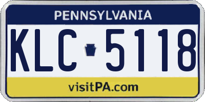 PA license plate KLC5118