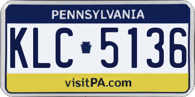 PA license plate KLC5136