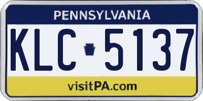 PA license plate KLC5137