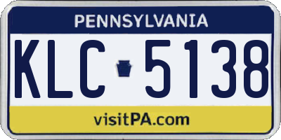PA license plate KLC5138