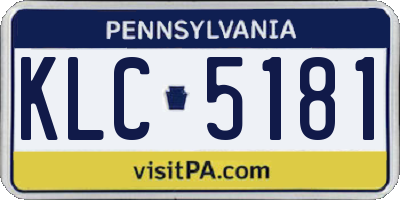 PA license plate KLC5181