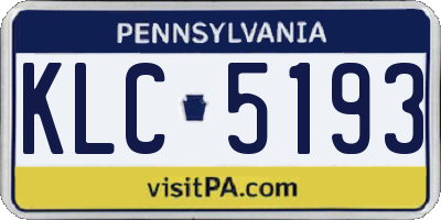 PA license plate KLC5193