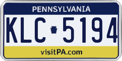 PA license plate KLC5194