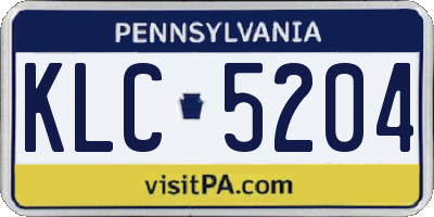 PA license plate KLC5204