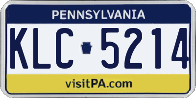 PA license plate KLC5214