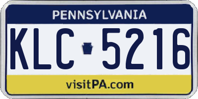 PA license plate KLC5216