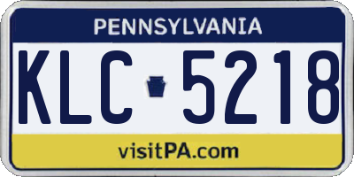 PA license plate KLC5218