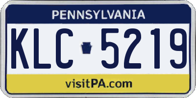 PA license plate KLC5219