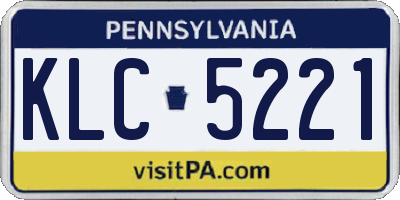 PA license plate KLC5221