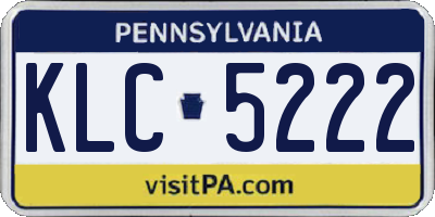 PA license plate KLC5222