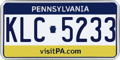 PA license plate KLC5233