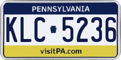 PA license plate KLC5236
