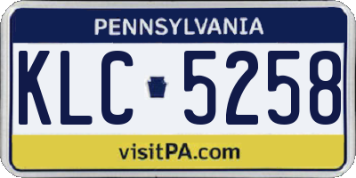 PA license plate KLC5258