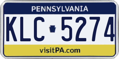 PA license plate KLC5274