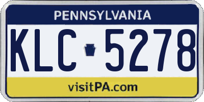 PA license plate KLC5278