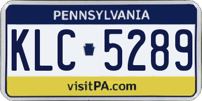 PA license plate KLC5289