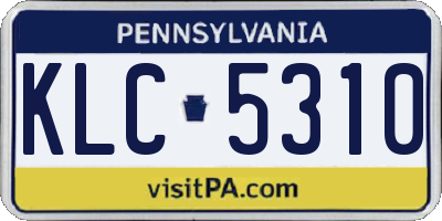 PA license plate KLC5310