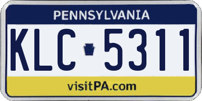 PA license plate KLC5311