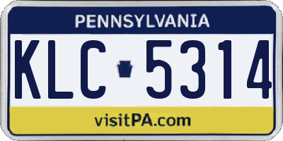 PA license plate KLC5314