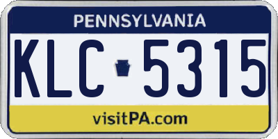 PA license plate KLC5315