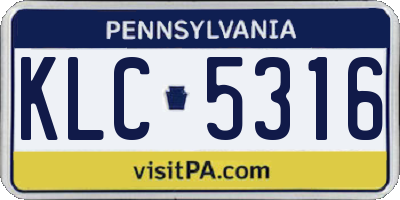 PA license plate KLC5316