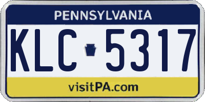 PA license plate KLC5317