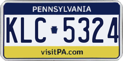 PA license plate KLC5324