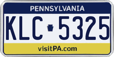 PA license plate KLC5325