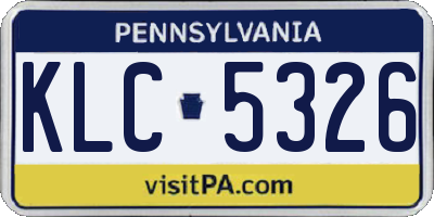 PA license plate KLC5326