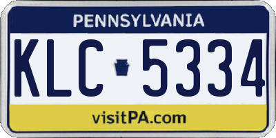PA license plate KLC5334