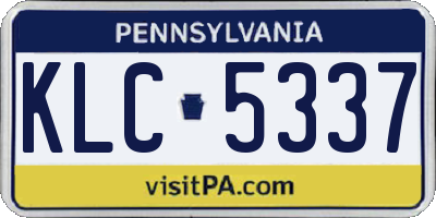 PA license plate KLC5337
