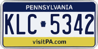 PA license plate KLC5342