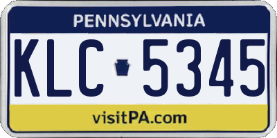 PA license plate KLC5345