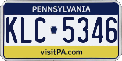 PA license plate KLC5346