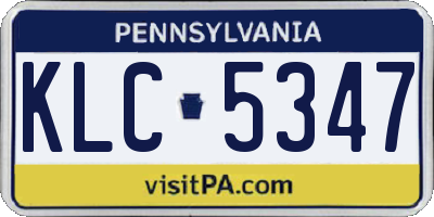 PA license plate KLC5347