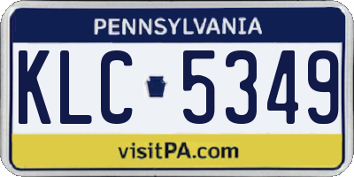 PA license plate KLC5349