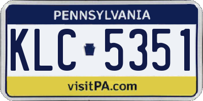 PA license plate KLC5351