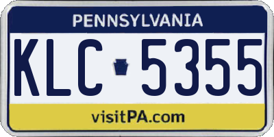 PA license plate KLC5355